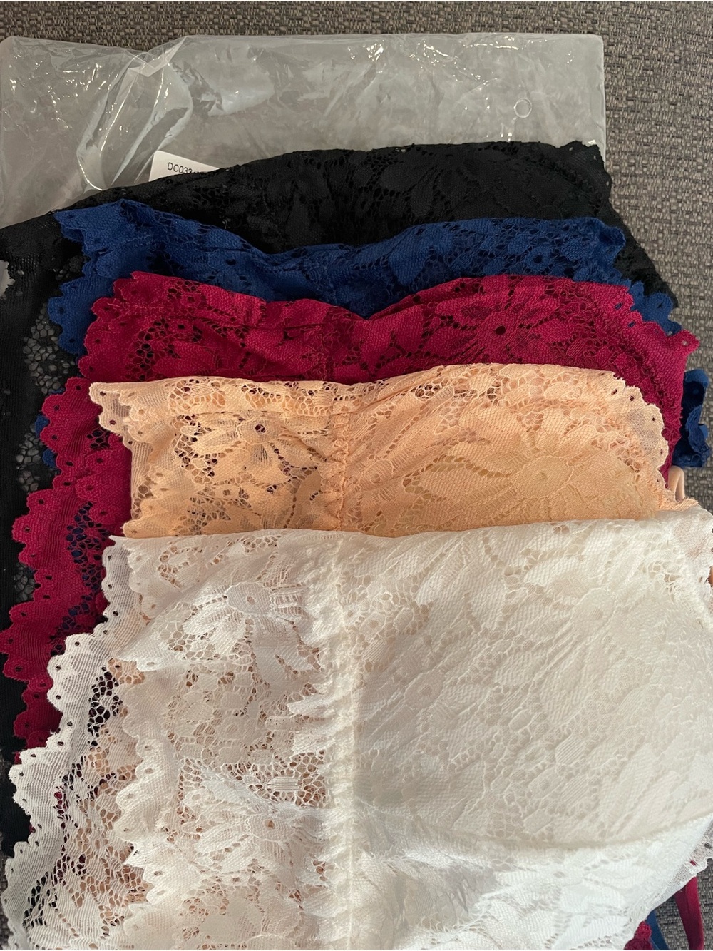 Women's Lace Bandeau Bralette Set — White, Peach, Magenta, Navy, Black
